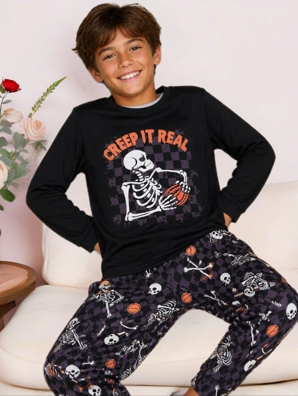 Boys Halloween Skeleton Pajama Set size 18 youth